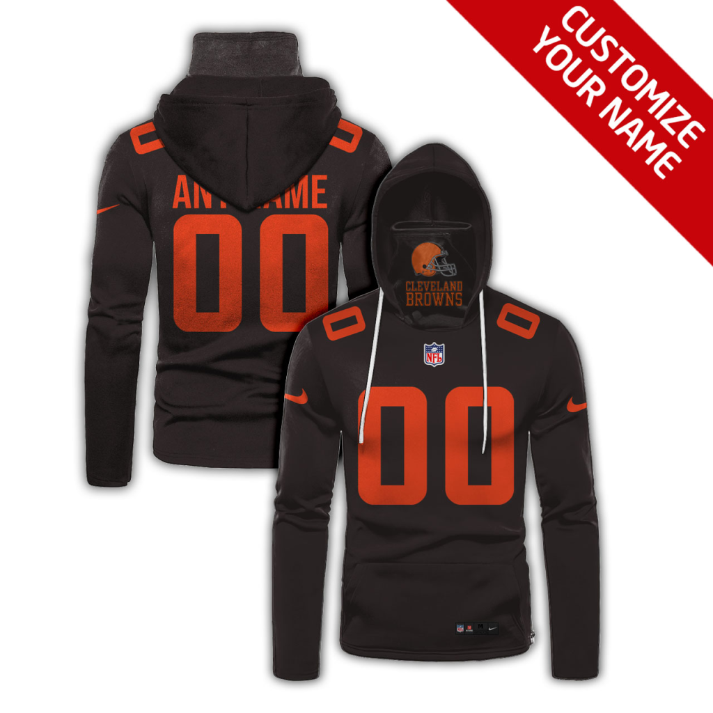 Men's Cleveland Browns 2020 Brown Customize Hoodie Mask